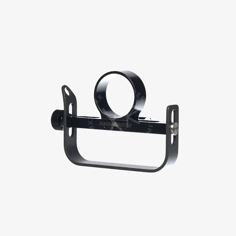 Black metal modular goodman handle rifle scope mount with circular ring and adjustable clamps for ammunitionite rifles