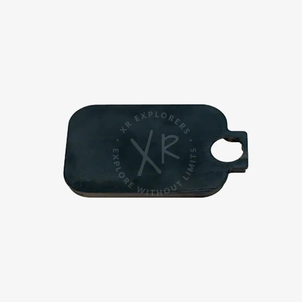 Black rectangular dog tag protection cup with rounded edge and circular hole for action cam housing protection