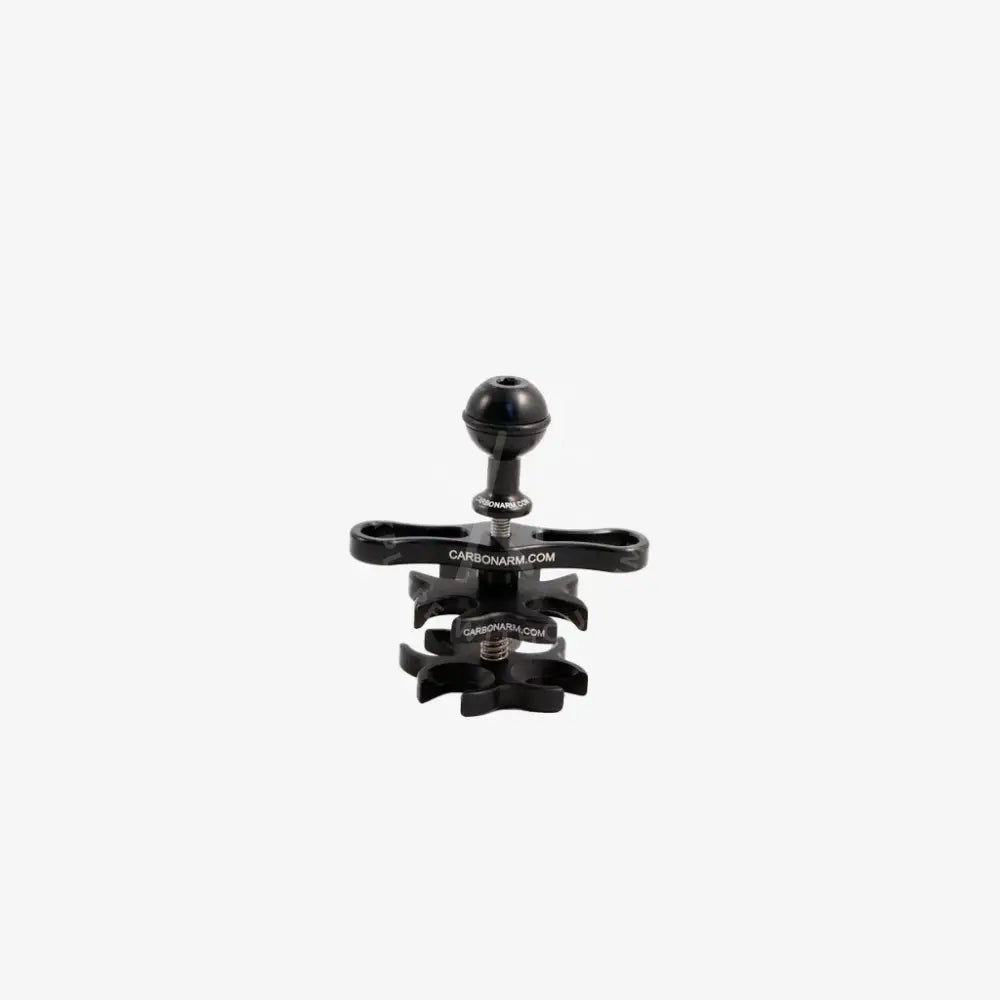 Black carbon fiber quadruple clamp for tripod with spherical ball head and adjustable clamp arms