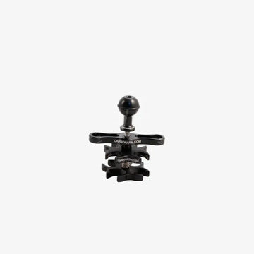 Black carbon fiber quadruple clamp for tripod with spherical ball head and adjustable clamp arms