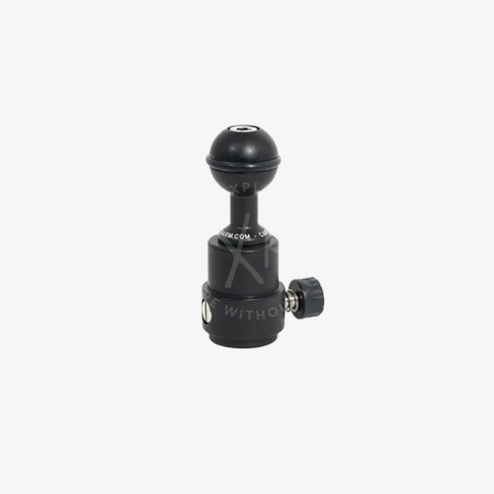 Black quick release female starting base with ball head camera mount textured grip knob and metallic threaded connection