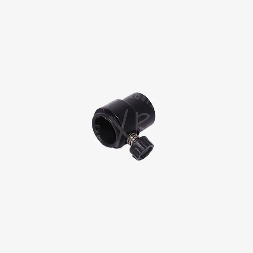 Black cylindrical quick release starting base female adapter with knurled adjustment knob and threaded interior