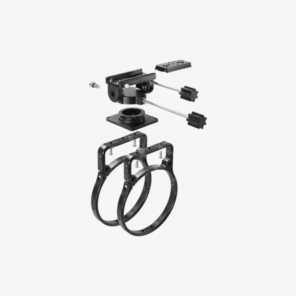 Black metal ROTO camera mount rig with adjustable arms and mounting brackets for versatile camera setup