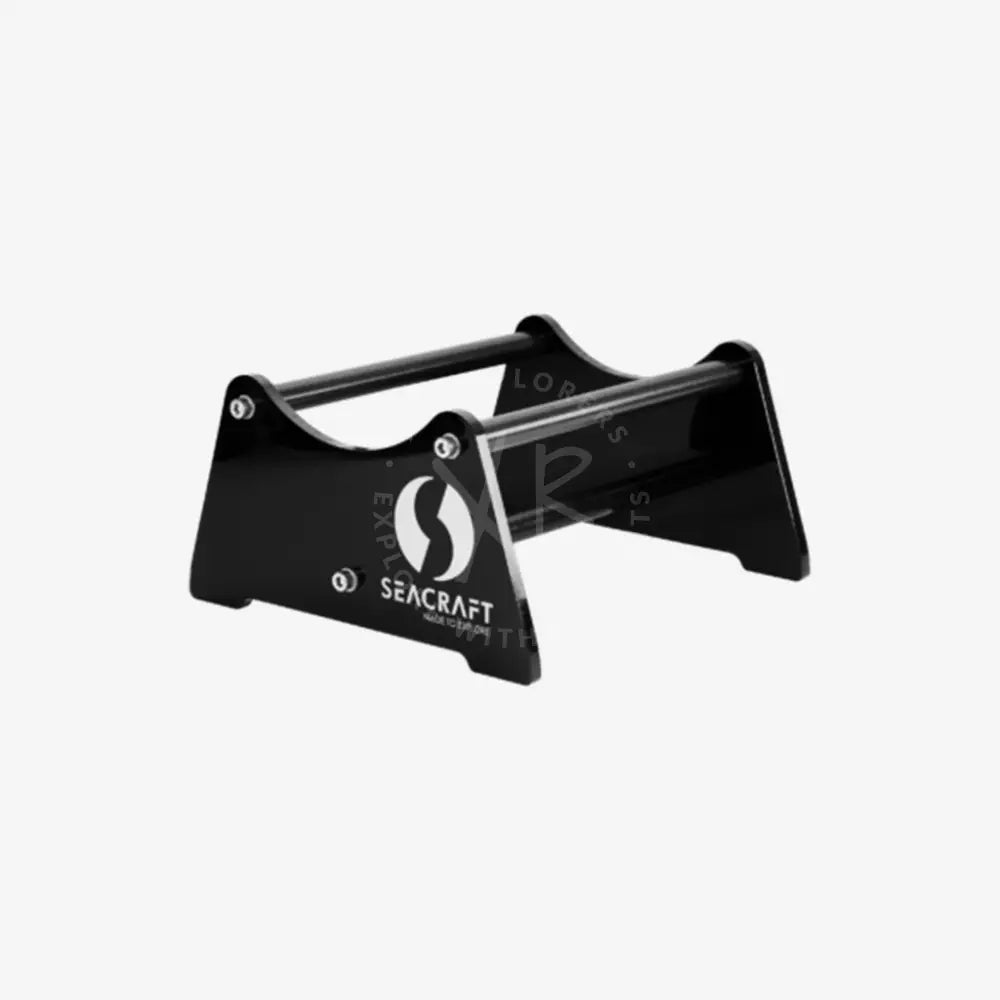 Black seacraft scooter stand boat trailer jack with sleek sturdy metal design shown from the back side