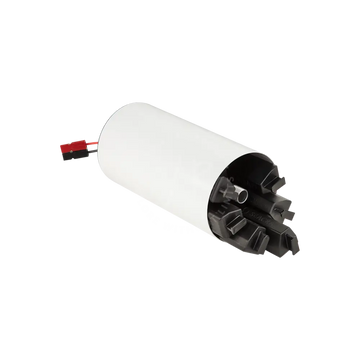A white cylindrical modular battery with black and red components visible at one end, designed for seacraft air-travel friendly use.