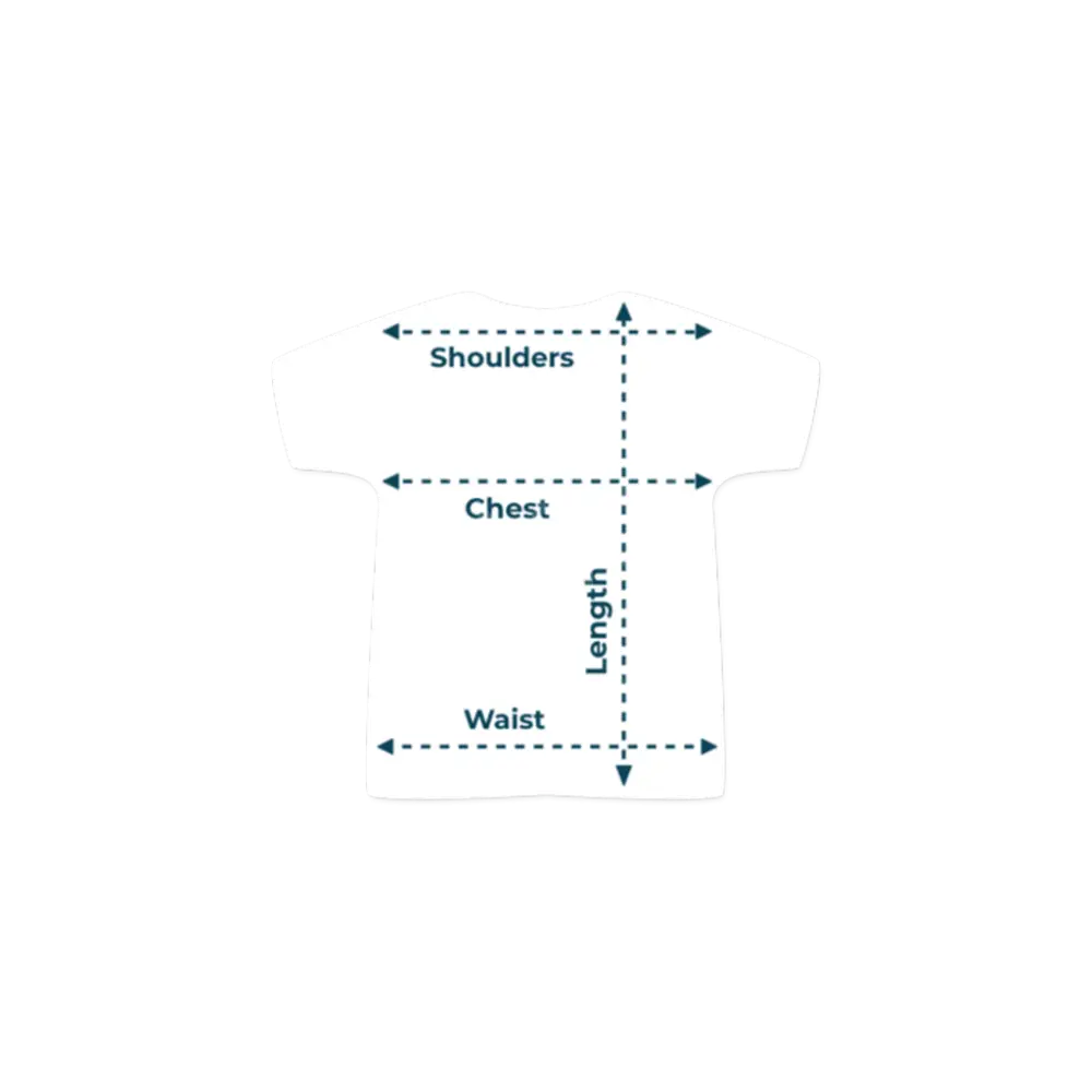 Seacraft blue 6 cotton t-shirt navy blue white size chart showing shoulder chest length and waist measurements