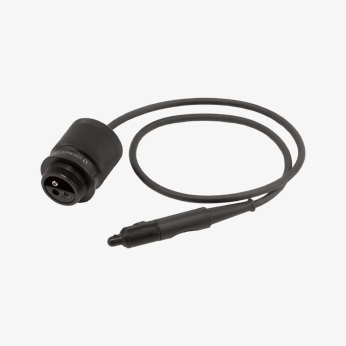 An image of the Seacraft E/O output cable adapter, showing a black cable with a connector on each end.