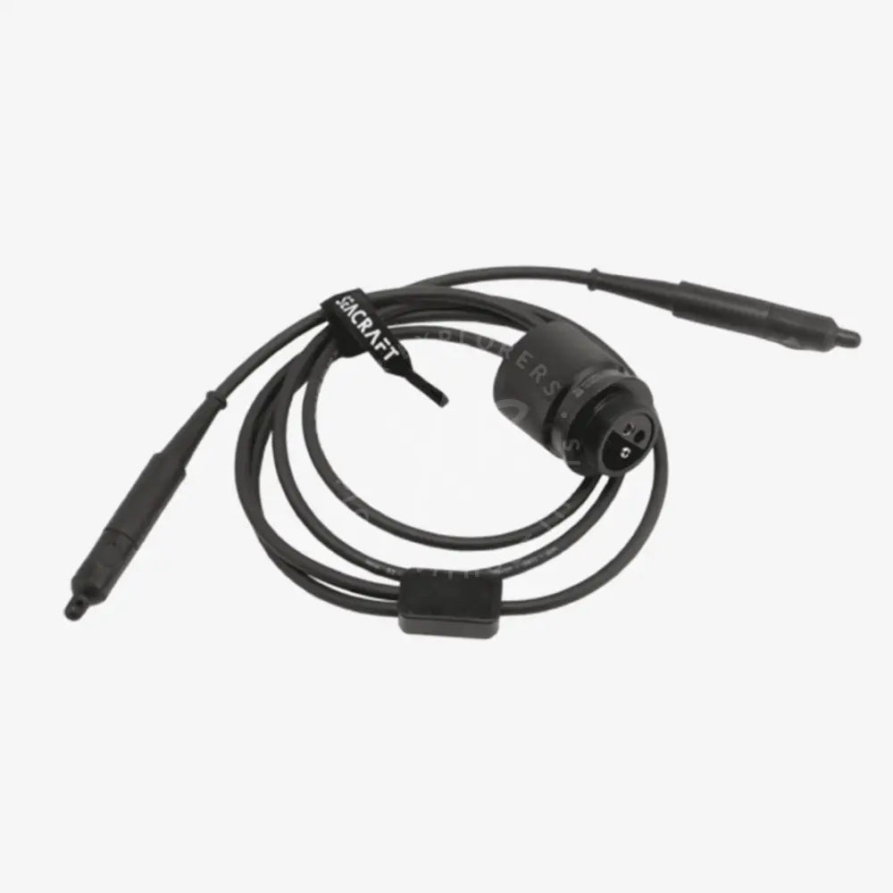 An image of the Seacraft E/O output cable adapter, showing a black cable with a connector on each end.