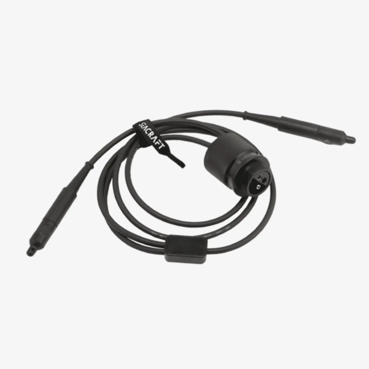 An image of the Seacraft E/O output cable adapter, showing a black cable with a connector on each end.