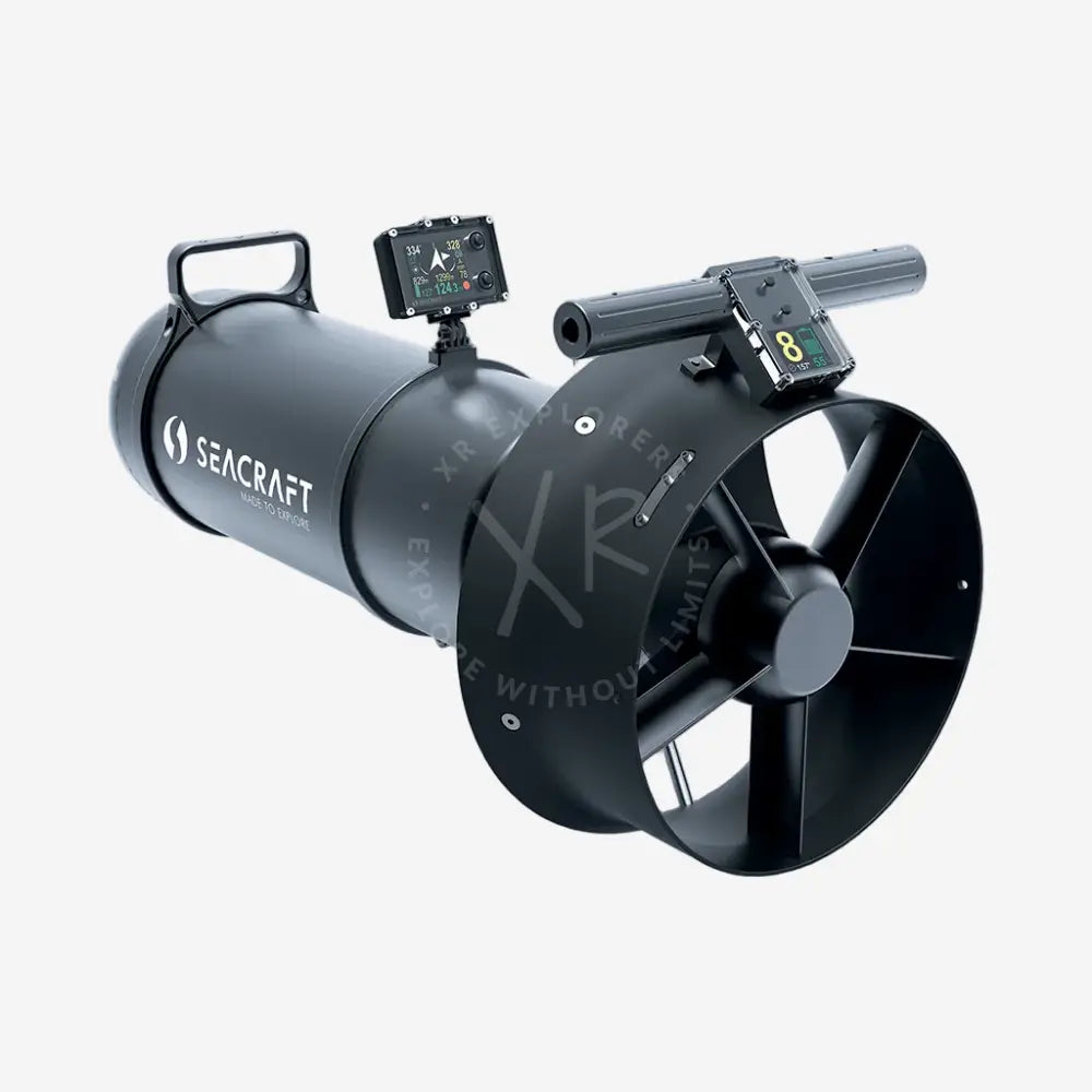 A black Seacraft GHOST 2000 underwater propulsion device designed for technical diving and covert operations.