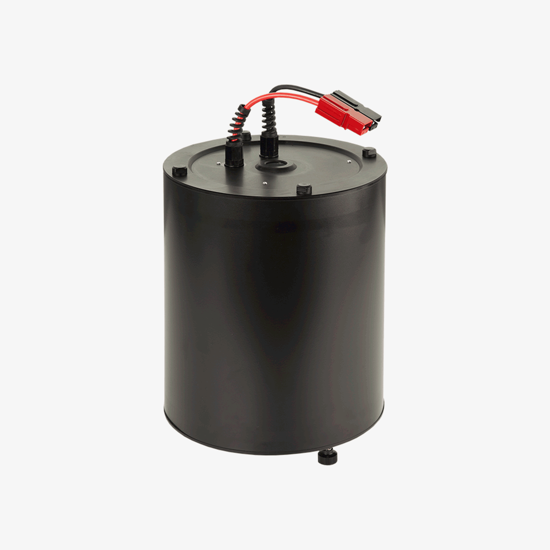A black cylindrical lithium-ion battery with a red protective clamp on top, designed for use with Seacraft Ghost DPVs.