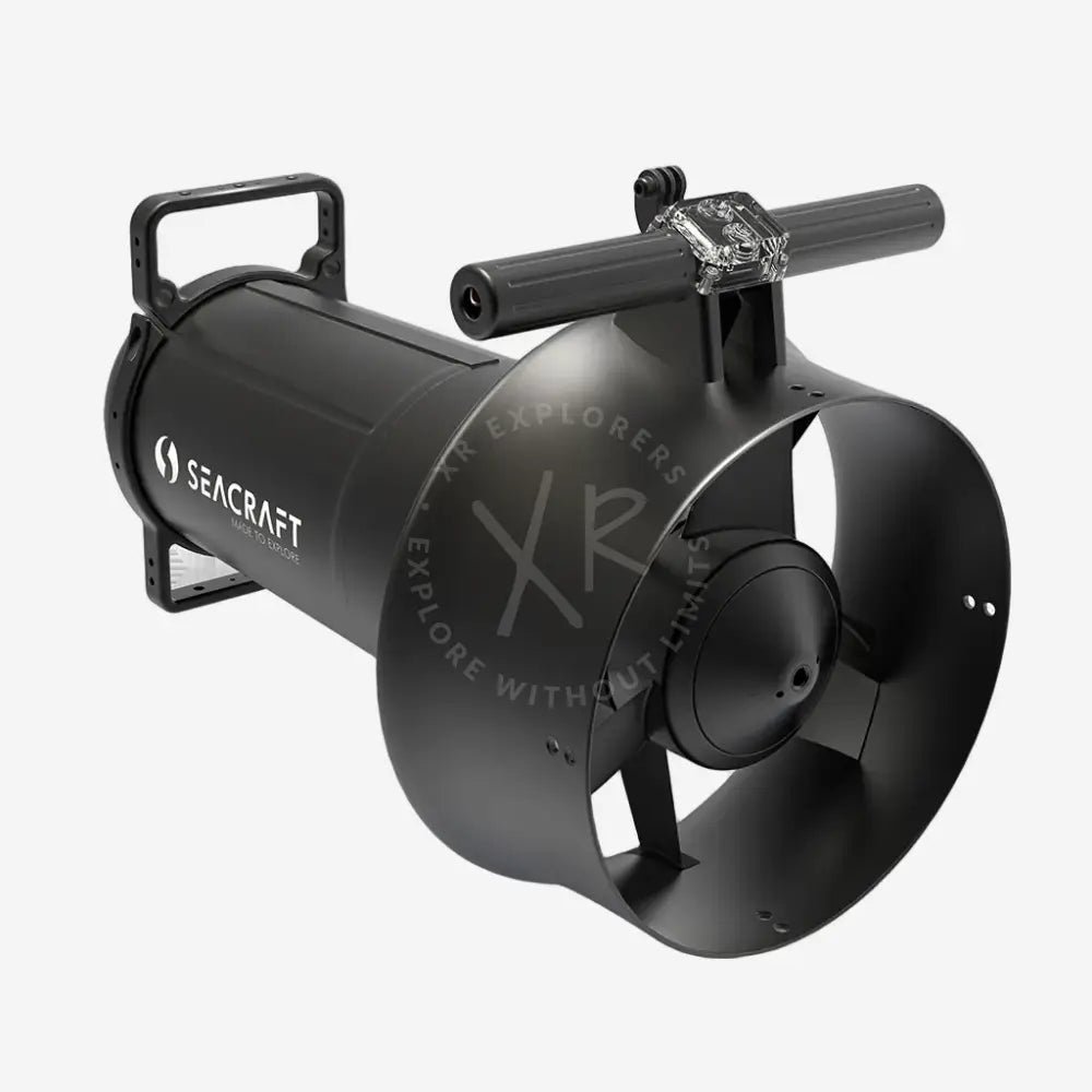 Black seacraft go dpv lightweight travel scooter underwater propulsion unit with robust cylindrical body and handle