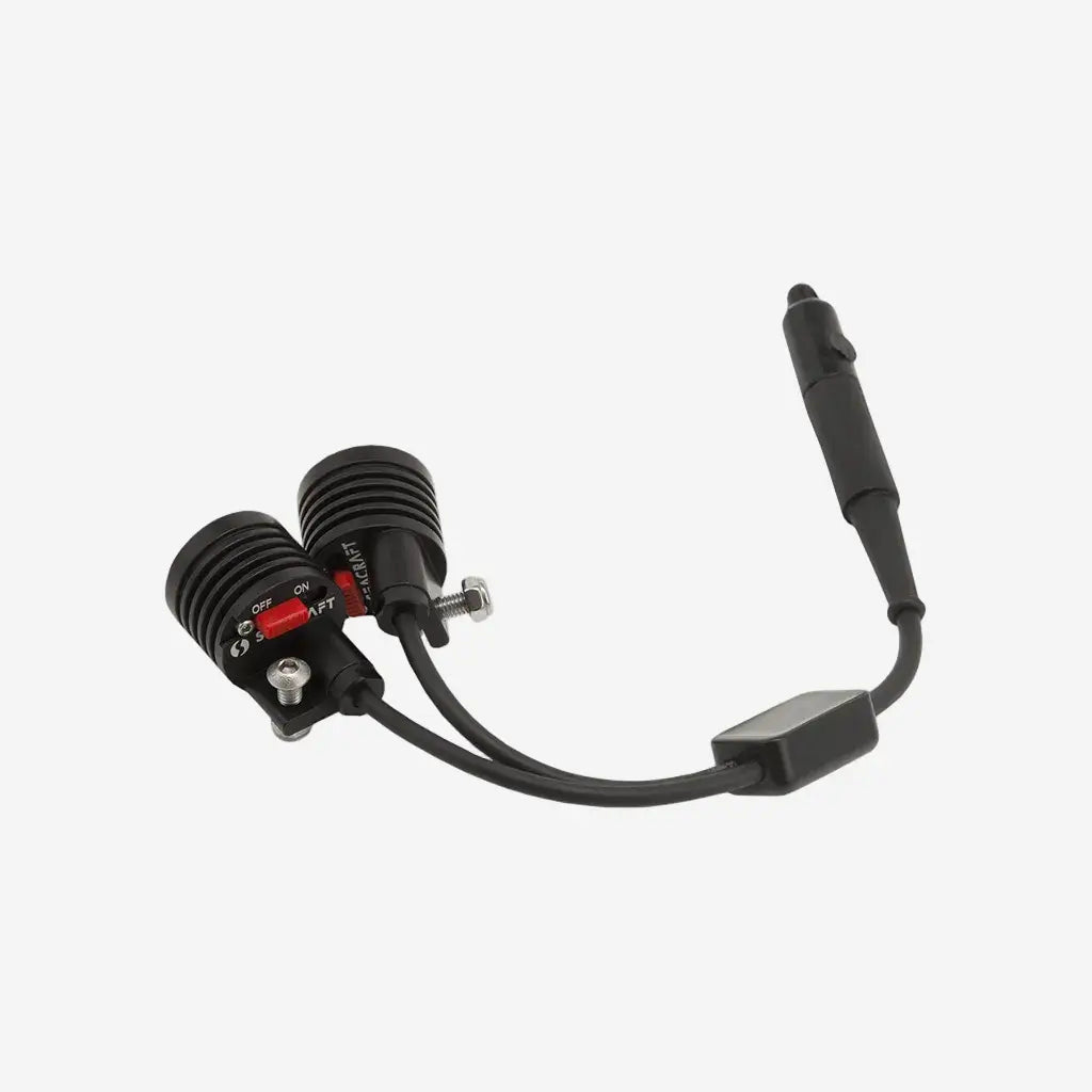 Black electronic device with connectors on a white background