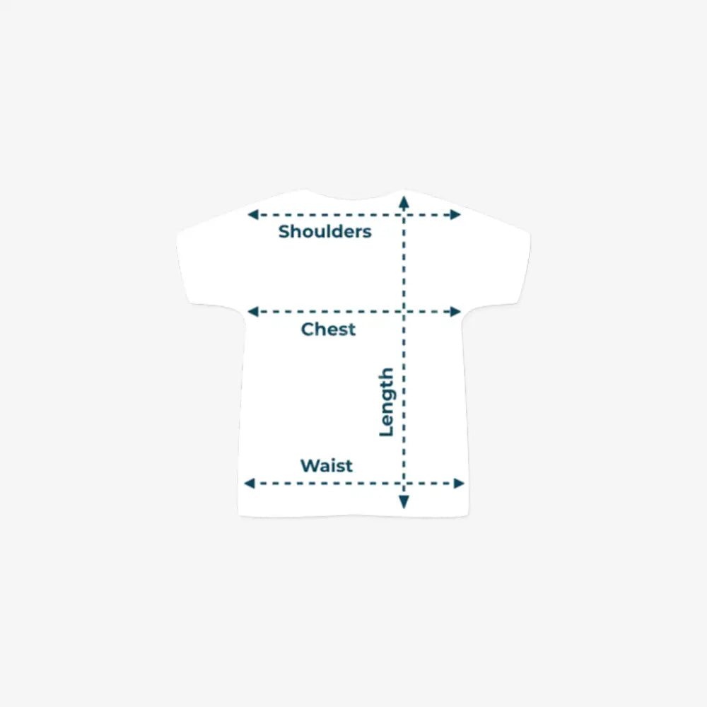 Seacraft speed the water navy blue t shirt size chart with measurement lines for shoulders chest length and waist