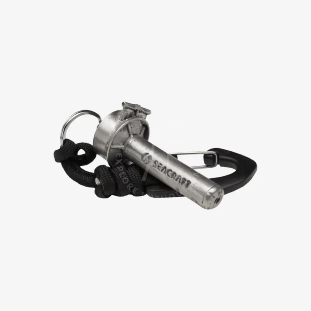 Metal keychain with paracord on a white background