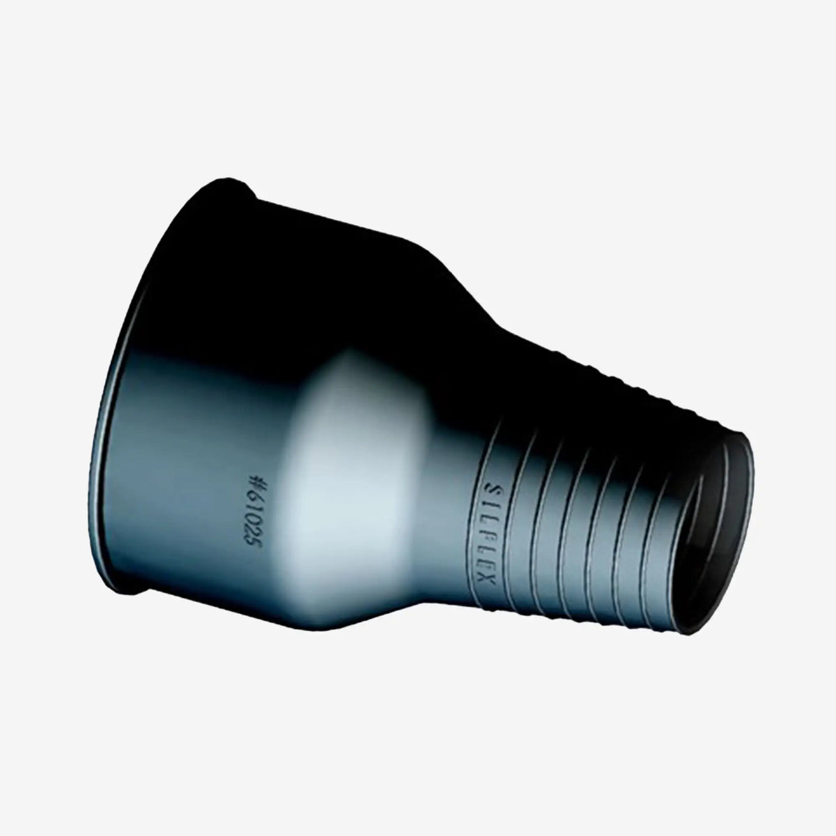 Black flexible silicone hose coupling with ribbed texture and silflex branding for si tech wrist seals