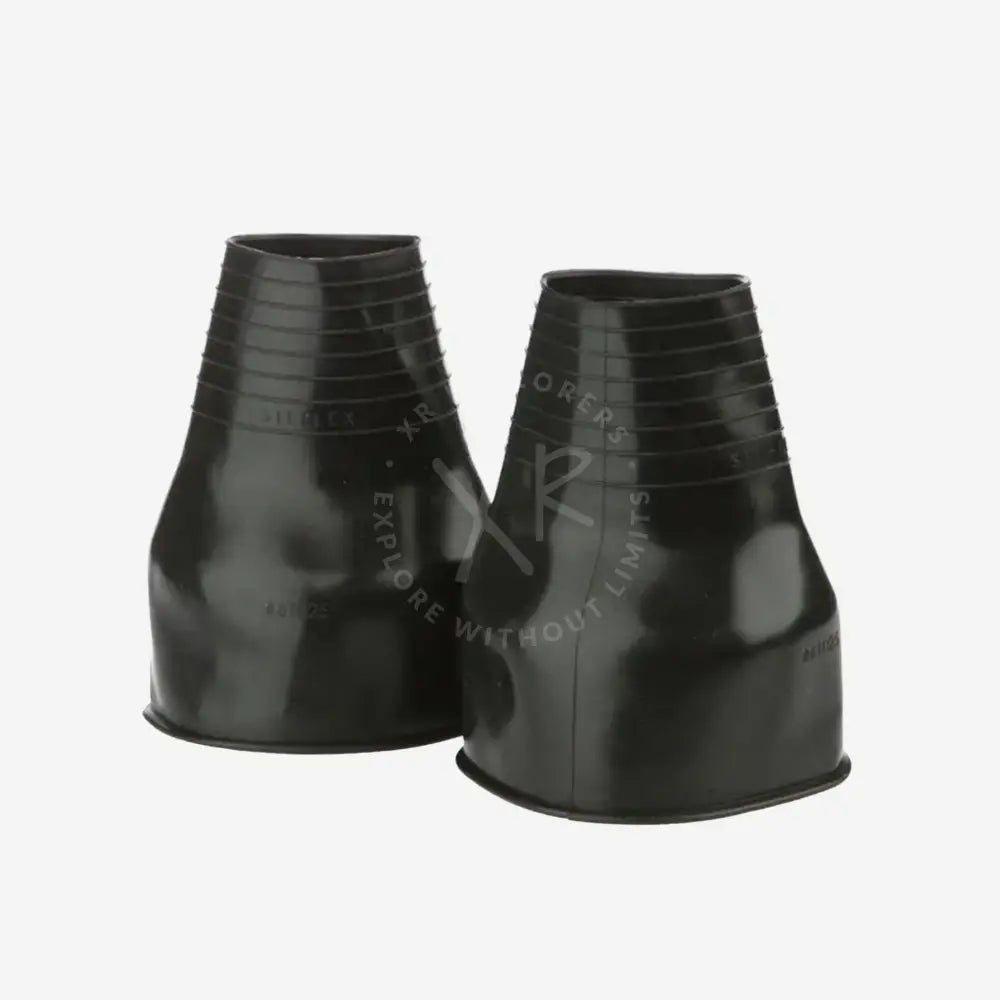 Black si tech silicone wrist seals with ribbed texture and glossy finish in small or standard size rubber boot covers