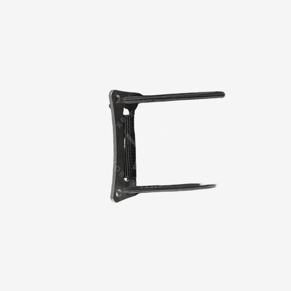 Black metal pipe with a black belt wrapped around it on a white background