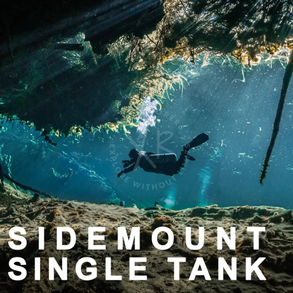 A sleek dark-colored side-mount single tank for underwater diving adventures from single sidemount mastery