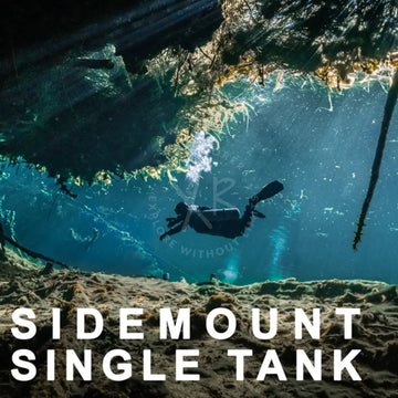 A sleek dark-colored side-mount single tank for underwater diving adventures from single sidemount mastery