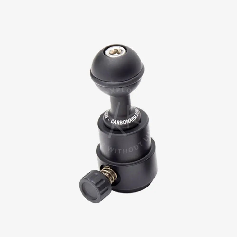 Black carbon fiber camera ball head with textured grip and adjustable locking mechanism starting ball with quick release