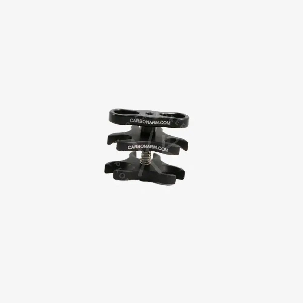 Black carbon fiber triple clamp tripod head clamp with threaded screw and carbonarm.com engraving on clamping arms
