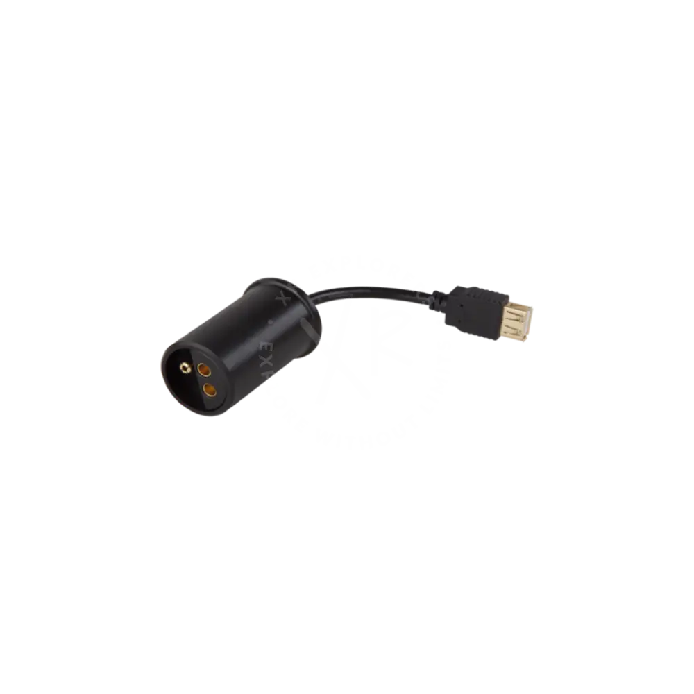 Black usb charging outlet with gold-plated usb to 3.5mm audio adapter and short cable for clear audio connection