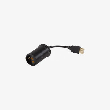 Black usb charging outlet with gold-plated usb to 3.5mm audio adapter and short cable for clear audio connection